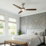 Louise Brushed Nickel/Dark Walnut Ceiling Fan Ø142 cm with 100% Solid Wood Blades