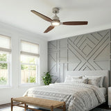 Louise Brushed Nickel/Dark Walnut Ceiling Fan Ø142 cm with 100% Solid Wood Blades