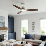 Louise Brushed Nickel/Dark Walnut Ceiling Fan Ø142 cm with 100% Solid Wood Blades