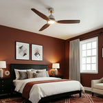 Louise Brushed Nickel/Dark Walnut Ceiling Fan Ø142 cm with 100% Solid Wood Blades