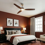 Louise Brushed Nickel/Dark Walnut Ceiling Fan Ø142 cm with 100% Solid Wood Blades