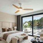 Louise White/Natural Wood Ceiling Fan Ø142 cm with 100% Solid Wood Blades