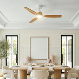 Louise White/Natural Wood Ceiling Fan Ø142 cm with 100% Solid Wood Blades