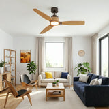 Louise Black/Natural Wood Ceiling Fan Ø142 cm with 100% Solid Wood Blades