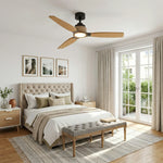 Louise Black/Natural Wood Ceiling Fan Ø142 cm with 100% Solid Wood Blades