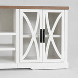 Alder 93"/236cm White TV Stand With Storage Cabinets & 36"/91cm Electric Fireplace