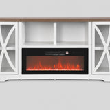 Alder 93"/236cm White TV Stand With Storage Cabinets & 36"/91cm Electric Fireplace