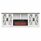 Alder 93"/236cm White TV Stand With Storage Cabinets & 36"/91cm Electric Fireplace