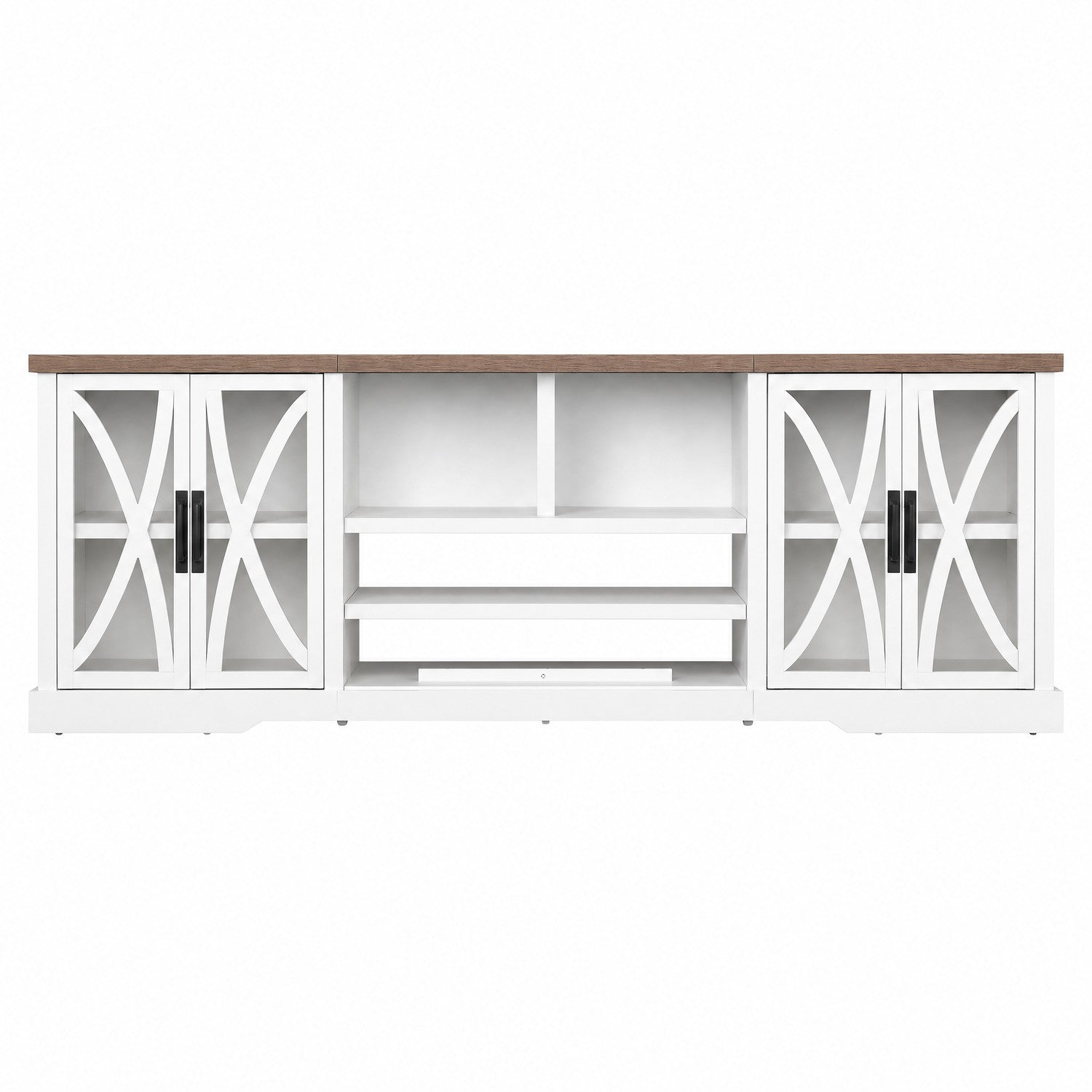 Alder 93"/236cm White TV Stand With Storage Cabinets & 36"/91cm Electric Fireplace