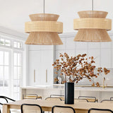 Mid-century Wabi Sabi Hemp Rope Pendants Rattan Hanging Light For Kitchen Island Dining Room