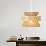 Mid-century Wabi Sabi Hemp Rope Pendants Rattan Hanging Light For Kitchen Island Dining Room