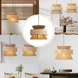 Mid-century Wabi Sabi Hemp Rope Pendants Rattan Hanging Light For Kitchen Island Dining Room
