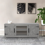 147cm Grey TV Stand with Closed Storage, Storage Cabinet with Adjustable Shelves, Fits Up to 65" TVs