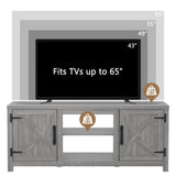 147cm Grey TV Stand with Closed Storage, Storage Cabinet with Adjustable Shelves, Fits Up to 65" TVs