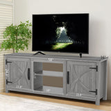 147cm Grey TV Stand with Closed Storage, Storage Cabinet with Adjustable Shelves, Fits Up to 65" TVs