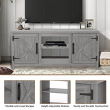 147cm Grey TV Stand with Closed Storage, Storage Cabinet with Adjustable Shelves, Fits Up to 65" TVs