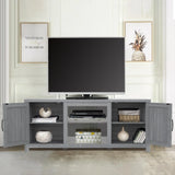 147cm Grey TV Stand with Closed Storage, Storage Cabinet with Adjustable Shelves, Fits Up to 65" TVs
