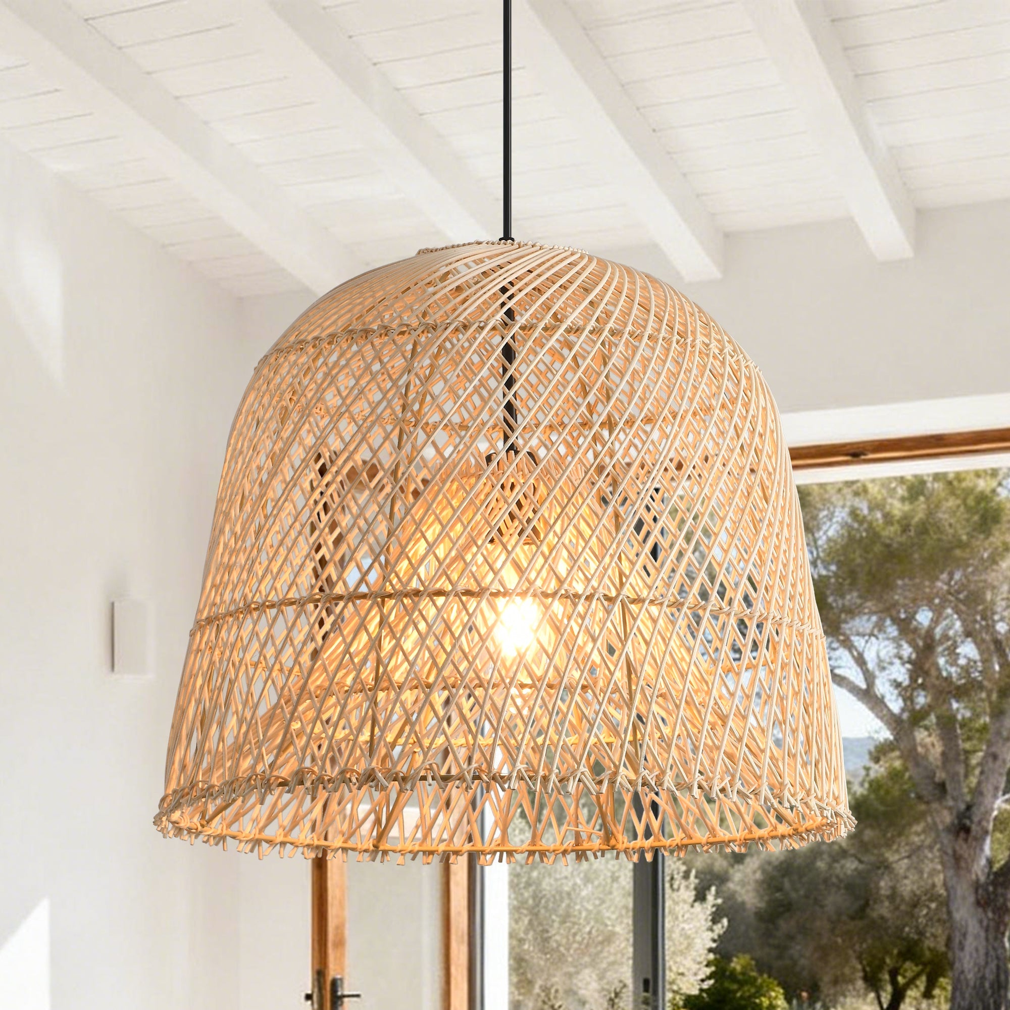 Scandinavian Minimalist Rattan Pendant Light Ø38cm