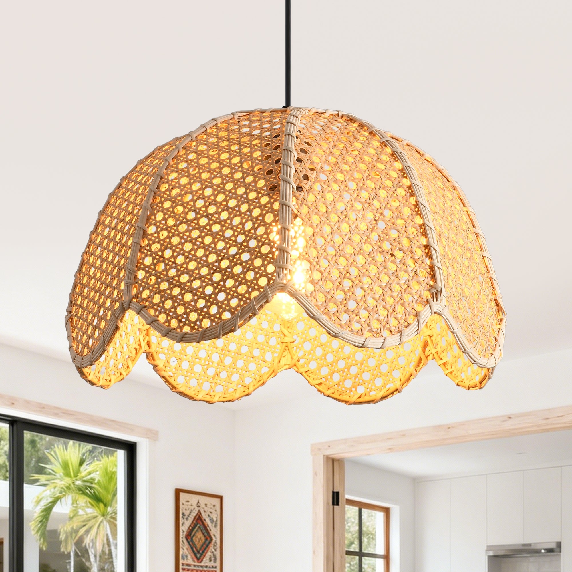Natural Textured Lotus Rattan Pendant Light Ø40cm