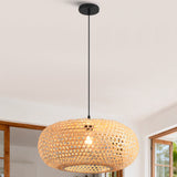 Modern Sleek Oval Bamboo Pendant Light Ø55cm