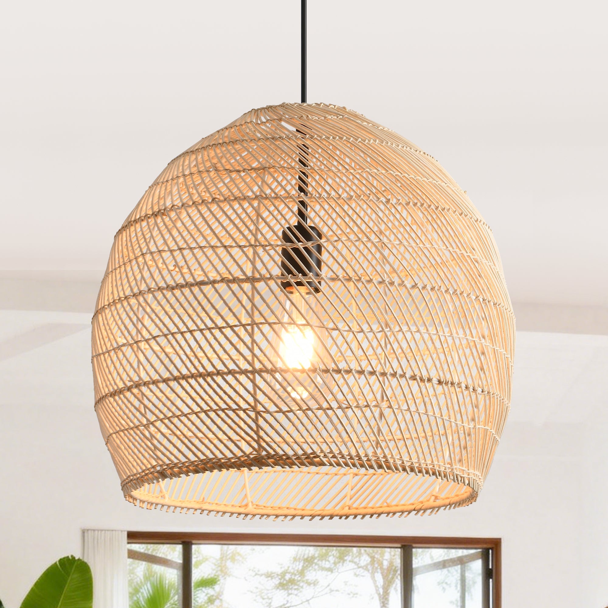 Earthy Minimalist Weave Rattan Pendant Light Ø40cm