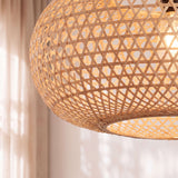 Modern Sleek Oval Bamboo Pendant Light 55 cm Diameter