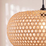Modern Sleek Oval Bamboo Pendant Light 55 cm Diameter