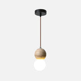 Wabi Sabi Travertine Stone Pendant Lights, Ø 10cm, Natural Stone LED Ceiling Light